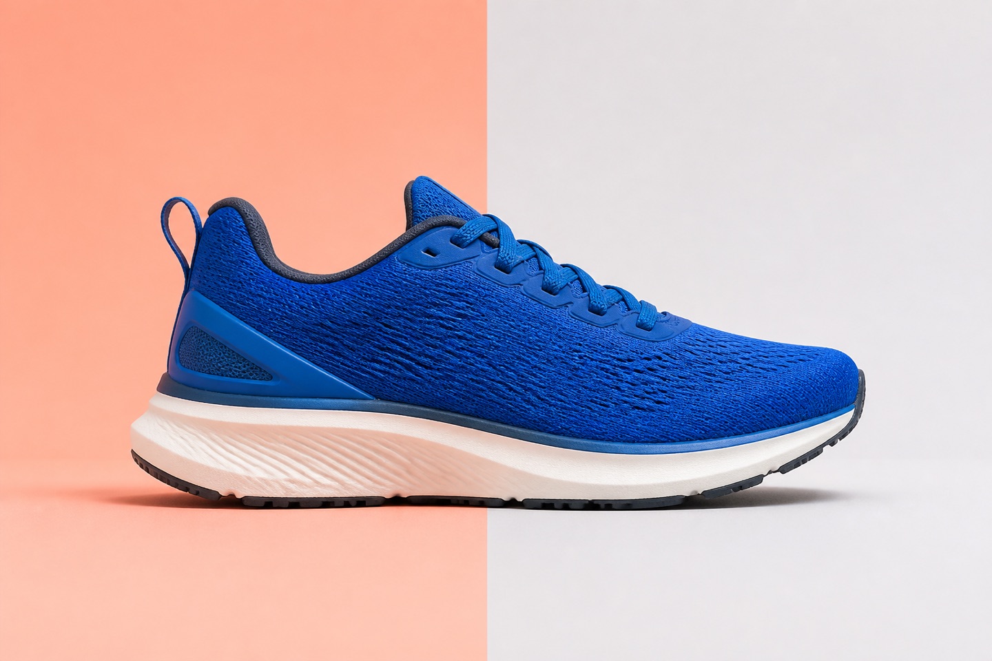 Blue shoe product photo used for an image editing comparison